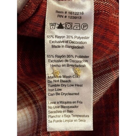 Jachs Girlfriend Button Up Red White Plaid Flannel Shirt Size Medium (6339) - Picture 5 of 6